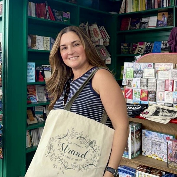 Andrea Wright at the Strand bookstore kiosk in New York